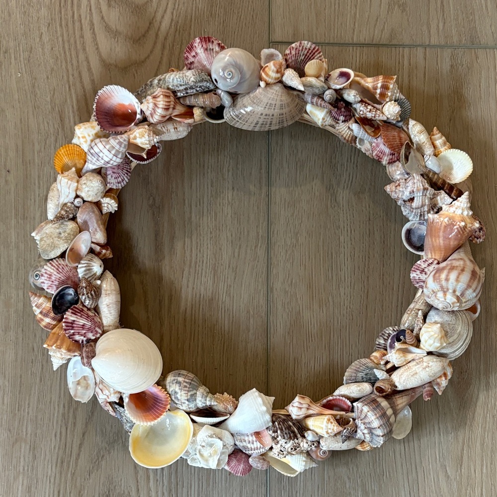 Handcrafted Coastal Seashell Wreath - Natural Tones